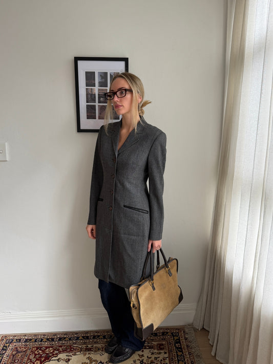 Dolce & Gabbana Circa 1990s Tailored Charcoal Long Coat