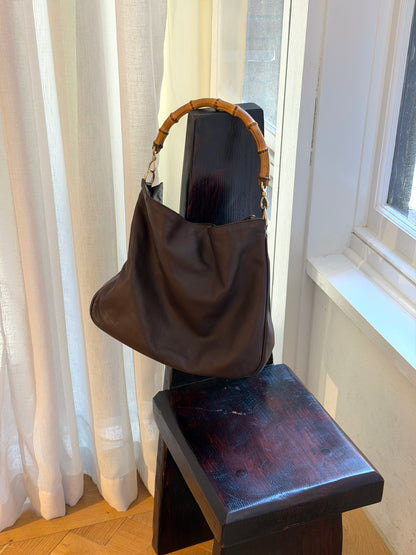 Gucci Bamboo Handle Leather Shoulder Bag