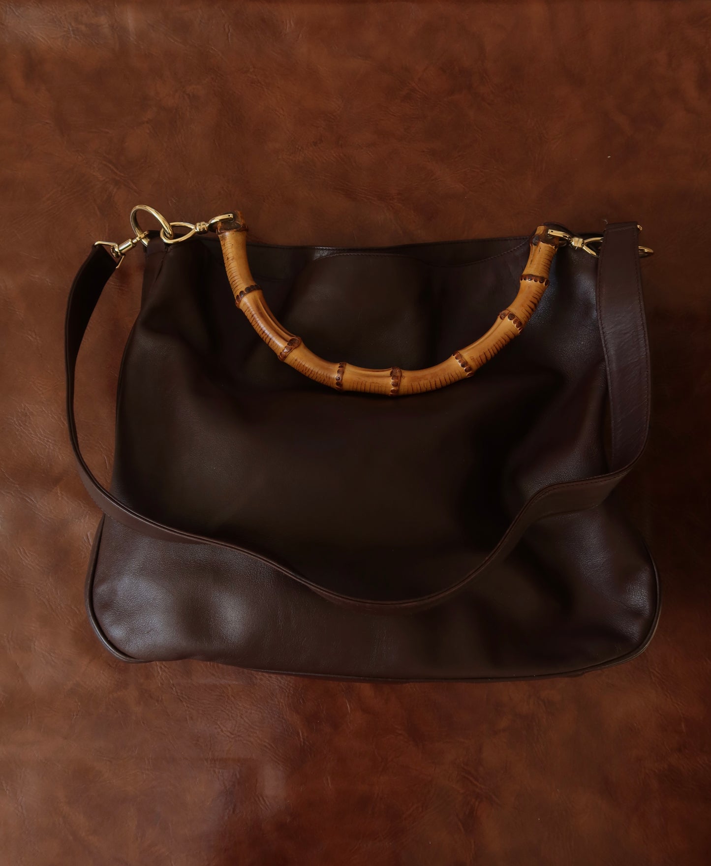 Gucci Bamboo Handle Leather Shoulder Bag