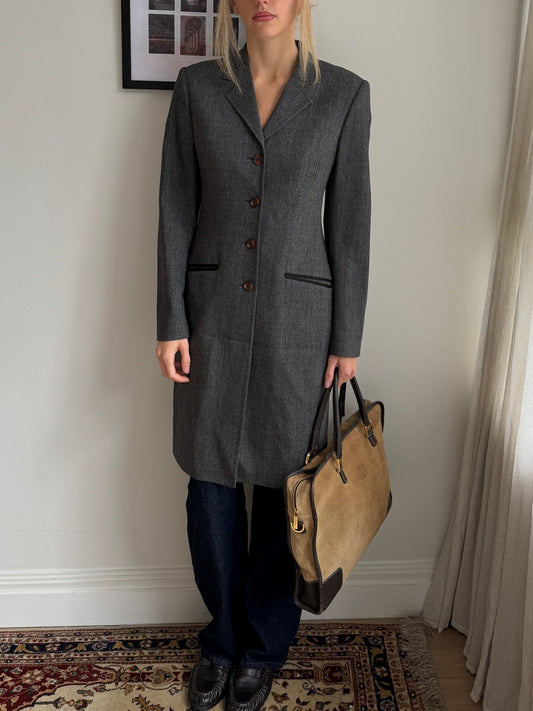 Dolce & Gabbana Circa 1990s Tailored Charcoal Long Coat